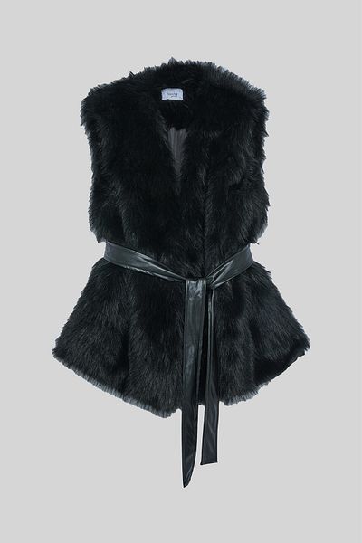 Touché Privé Fur Vest with Belt Detail
