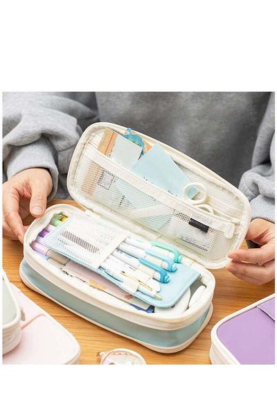 COOYA Large-Capacity Pen Pouch with Zippered, Interior Compartmentalized Area for School and Office