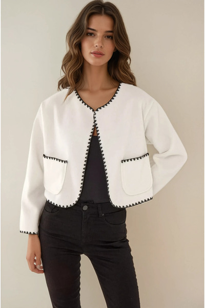 Hiccup Μπουφάν χωρίς γιακά με λεπτομέρεια Shepherd's Stitch