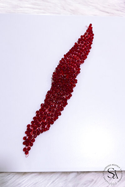 BYEN GİYİM Düslerinle Bütünleşmı Bordo Kristal Taşlı Şık Ve Zarif Nişan Kına Ve Bindallı Tacı Ve Saç Aksesuarı