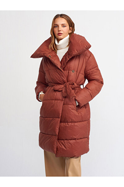 Dilvin 6877 Palton puf lung-maro