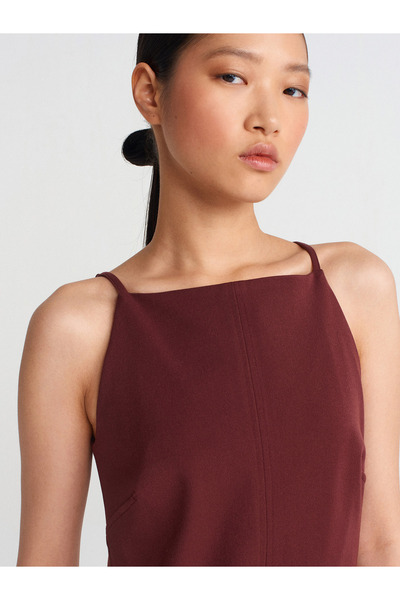 Dilvin 90901 Κοντό φόρεμα με μπορντό λουράκι