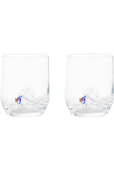 STOREMAX Sellbuystore Concept Blue Fish Figured Glass Set of 2 205 ml 1053513