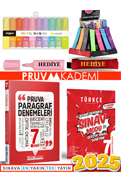 Pruva Akademi 7. SINIF PARAGRAF DENEMELERİ + 7. SINIF TÜRKÇE BRANŞ DENEMESİ +...