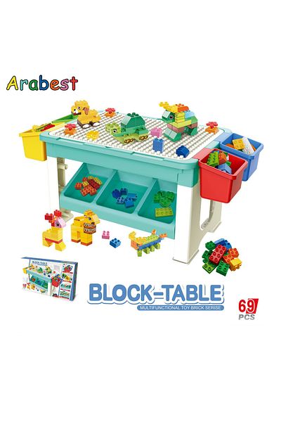 Arabest 69 قطعة متوافقة مع ليغو، طاولة دراسة، طاولة لعب مائية، طاولة رملية، طاولة متعددة الأغراض