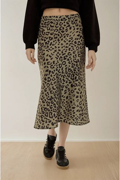 Hiccup Ψηλόμεση Leopard Print Satin Maxi φούστα