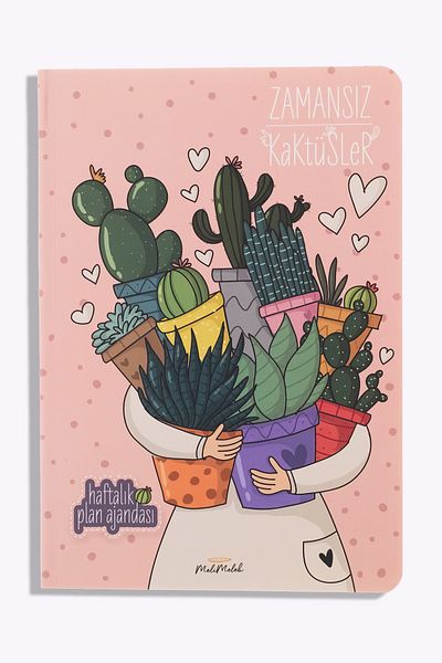 Meli Melek Melimelek Cactus Succulent Διαχρονικό Ατζέντα, 15x21,5 εκ