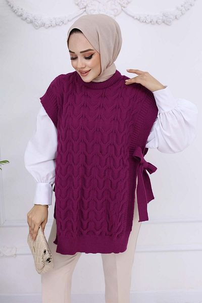 benguen Jumper violet - Brâu lateral cu cravată, model 11024