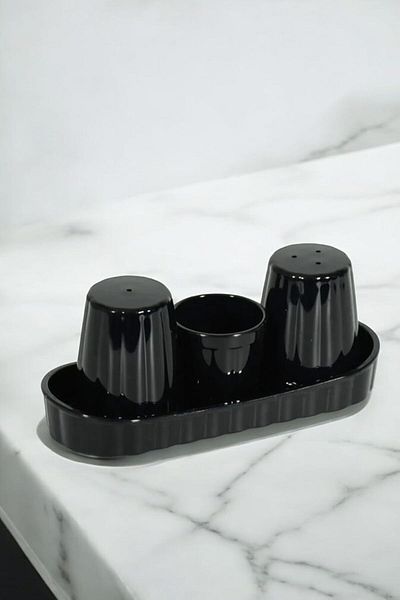 STOREMAX Stshop Black Unbreakable Salt Shaker, Pepper Shaker and Toothpick Holder Set Shpst 1051066