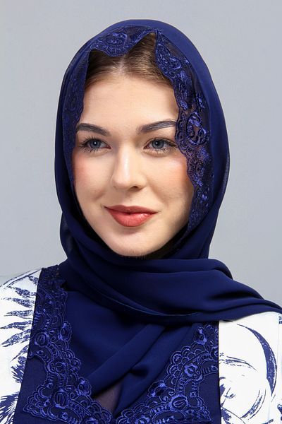ByLohusa Σάλι Effortt Navy Blue Maternity and Maternity Mevlüt Chiffon