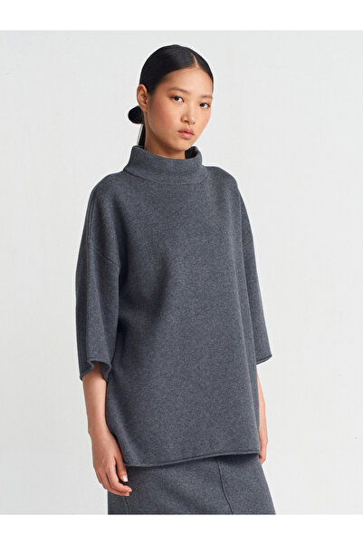 Dilvin 10665 Фуме М. Стійкий комір Oversize Трикотажний светр