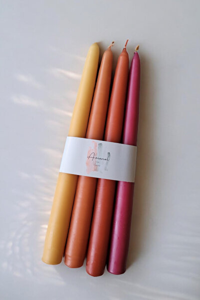 ARİENEL Şamdan Mumu | Colors Of The Arienel | Shades Of Fall | 4'lü Set | Konik | El Yapımı | Unique