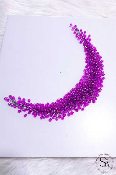 SimgeAksesuar Fashionable and Elegant Engagement and Henna Accessory with Lilac Crystal Stone