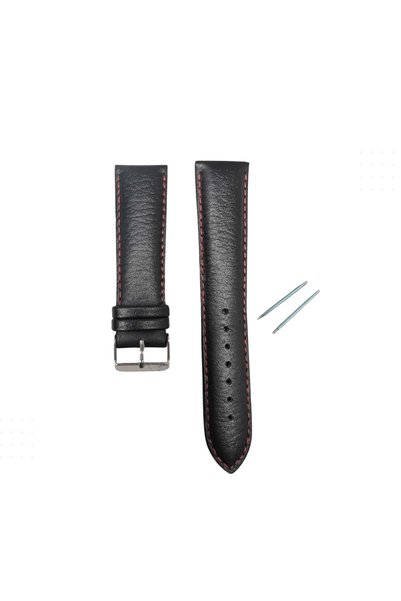 RECORDS Rc3002R Records Leather Belt - Black-Red - 20mm