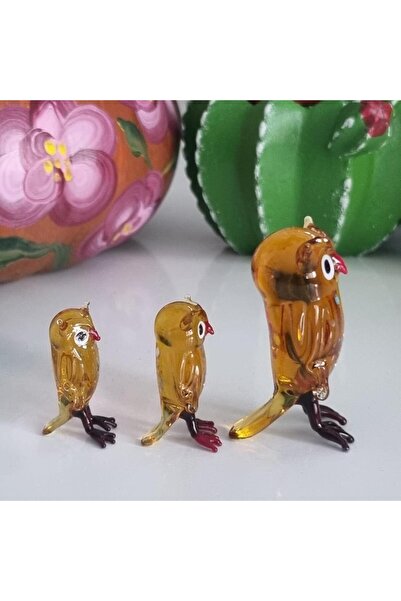 veraART El Yapımı Murano Cam 3' Lü Baykuş Biblo