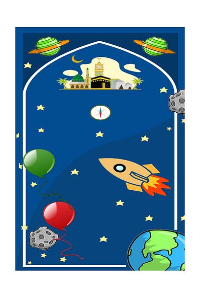 Carmine Carpet Digital Printed Washable Non-Slip Base Children's Prayer Mat