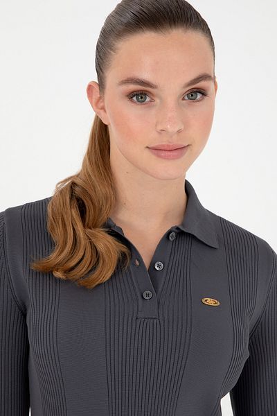 U.S. Polo Assn. Women's Anthracite Polo Neck Sweater 50297087 -Vr006