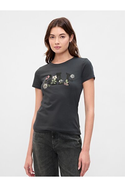 GAP Kadın Koyu Gri Gap Logo T-Shirt
