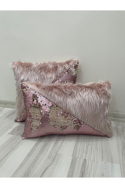 YILMAZHOME Sequin Plush Rectangular Triangle Throw Pillow Cover