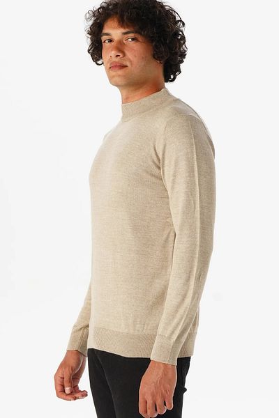SÜVARİ Beige Men's Knitwear - Solid Half Turtleneck Tr 2013700424