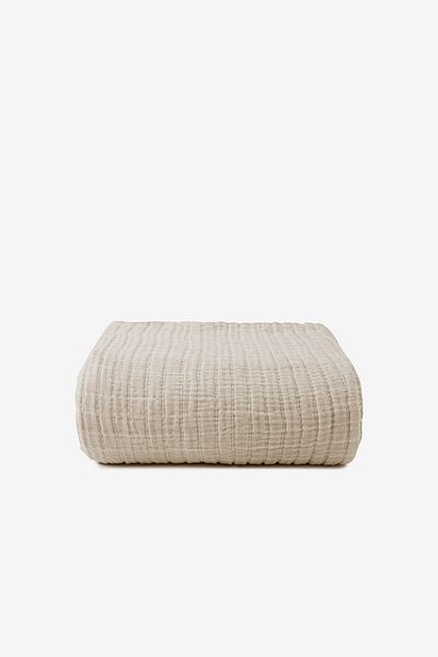 Barine Square Linen Checked Bedspread 240X260