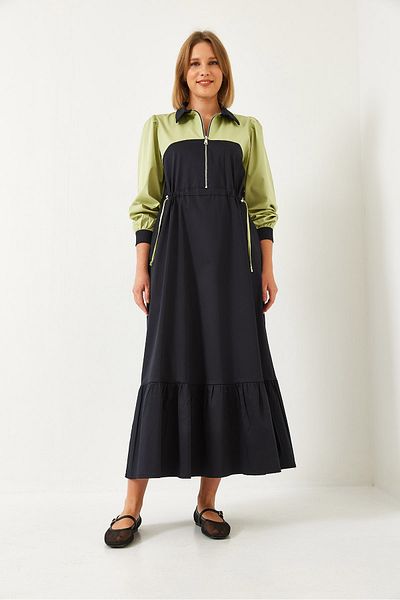 Bianco Lucci Damen-Babykragen, elastische Taille, langes, ausgestelltes Kleid 8122 60351249