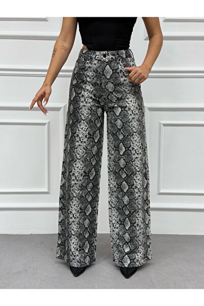 XBELLA DENİM Džíny PALAZZO SE SNAKOVÝM VZOREM