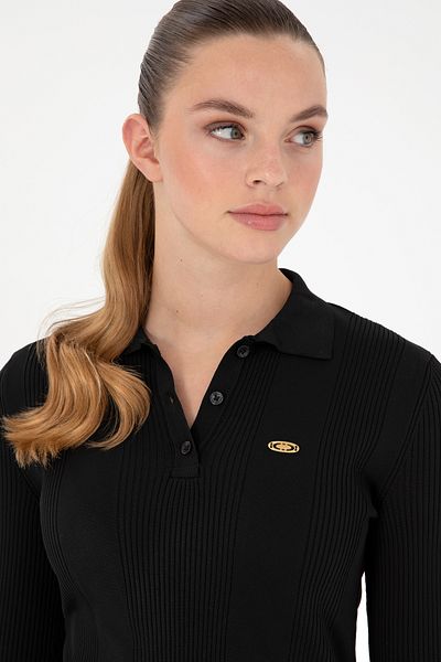 U.S. Polo Assn. سترة بولو سوداء للنساء 50297087 -vr046