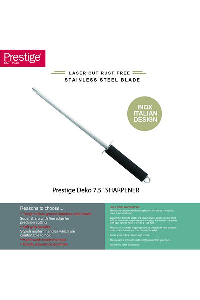 Prestige Deko 7.5" (18.5 Cm) Knife Sharpener | Rust Free Stainless Steel Blade - PR57547