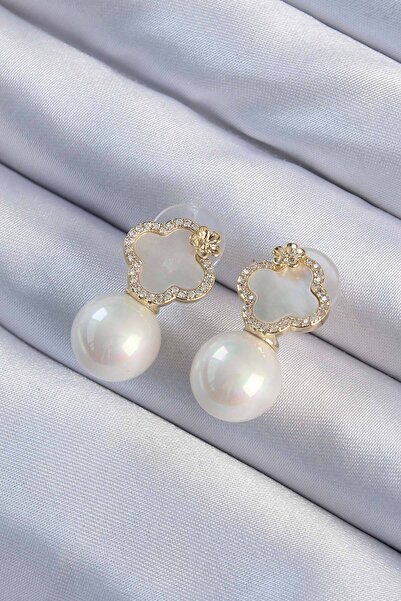 Skygo أقراط نسائية من حجر الزركون الذهبي اللون بتصميم زهرة بسيطة - TJ-BKP9480