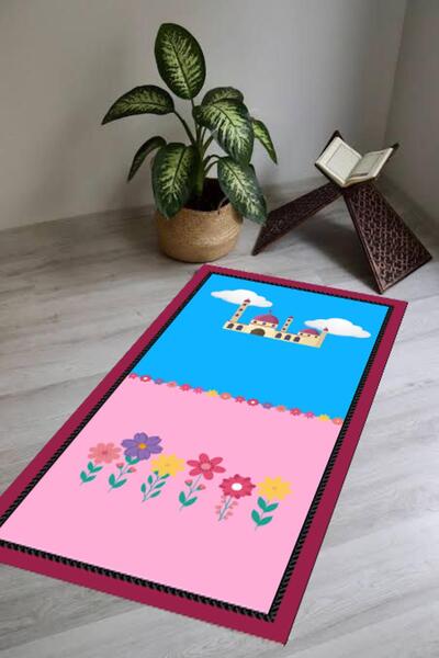 Carmine Carpet سجادة صلاة للأطفال مطبوعة رقمية وقابلة للغسل ومضادة للانزلاق