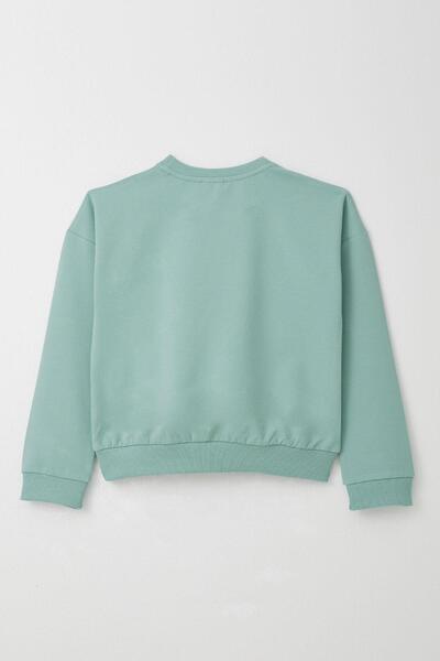 Breeze Κοστούμι αθλητικής φόρμας για κορίτσια με θέμα φούντες κεντημένο λουλούδι 4-9 ετών, Aqua Green