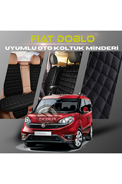SHOOPLAA طقم وسادة مقعد السيارة باللون الأسود من فيات دوبلو مع جيوب ريش تايلا...