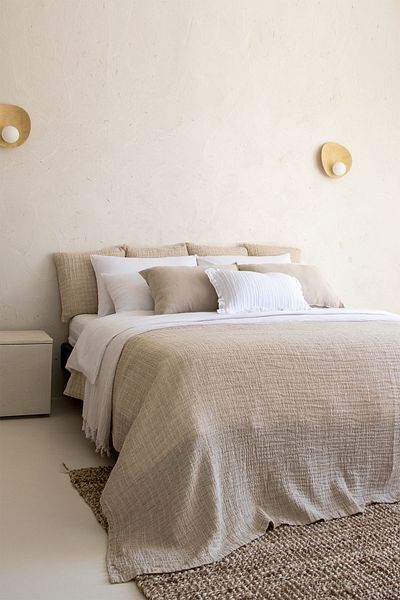 Barine Square Linen Checked Bedspread 240X260
