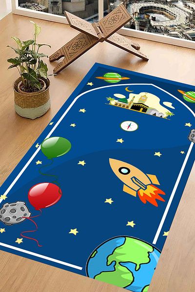 Carmine Carpet Digital Printed Washable Non-Slip Base Children's Prayer Mat