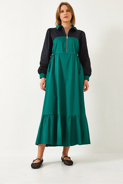 Bianco Lucci Damen-Babykragen, elastische Taille, langes, ausgestelltes Kleid 8122 60351249