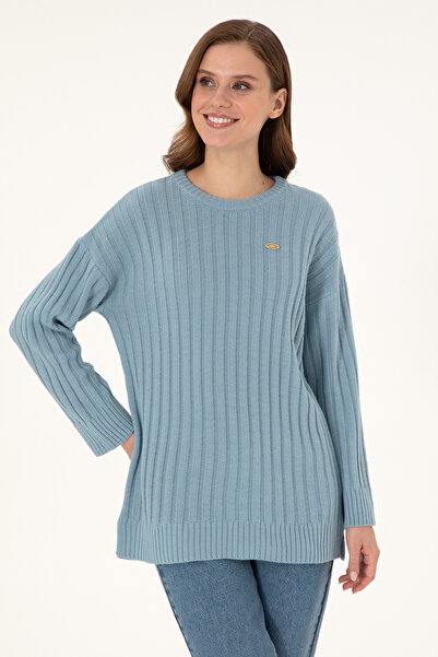 U.S. Polo Assn. سترة نسائية زرقاء برقبة دائرية 50297092-VR251