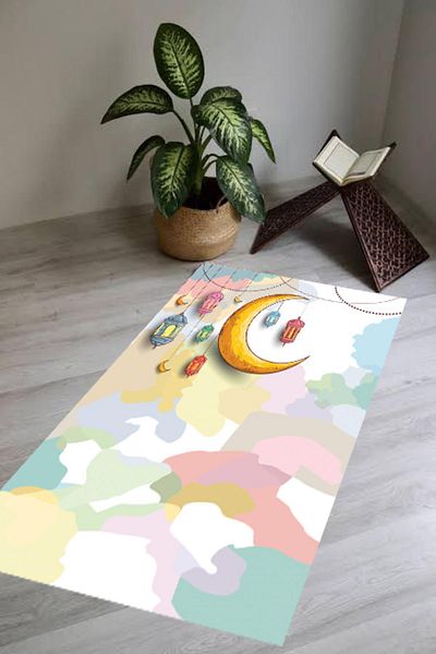 Carmine Carpet Digital Printed Washable Non-Slip Base Children's Prayer Mat