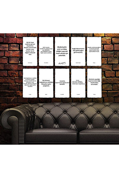 Hayal Poster Edebiyat 10'lu Siyah Beyaz Sade Retro Poster Mdf 20x10