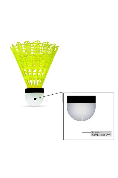 Li-Ning Bolt Boost Nylon Badminton Shuttlecocks (Yellow, Slow Speed) | High Quality | Synthetic Cork