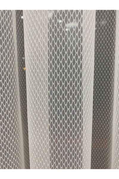 İNCİLİFE Ecru Colored Modern Textured Honeycomb Medium Pleated Tulle Curtain
