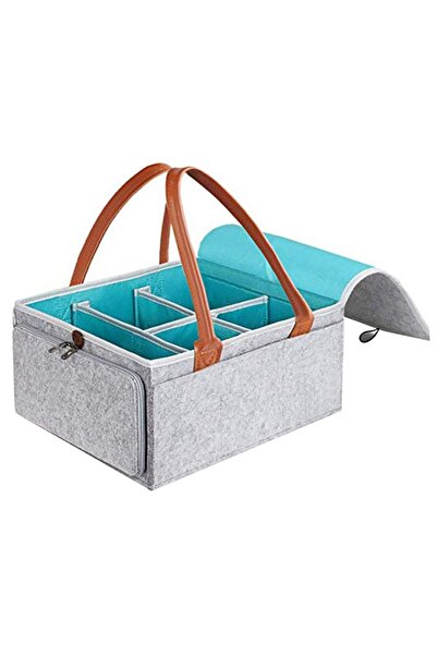 Generic Baby Diaper Caddy Bag With Zipper Lid And Leather Handle