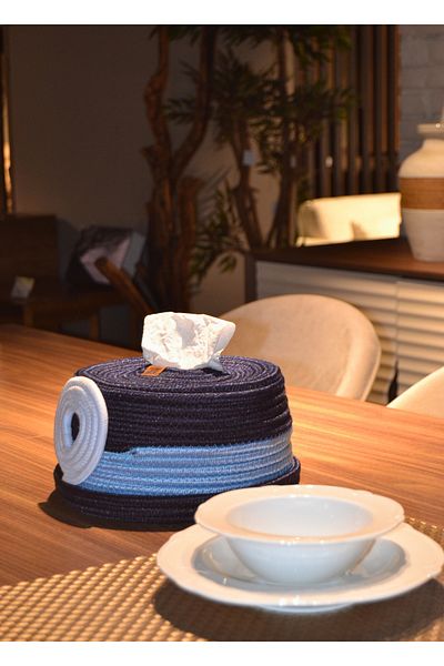 HomeTurko BOHO Design - Suport rotund pentru șervețele din iută, cutie de șervețele din paie, articole de birou pentru acasă