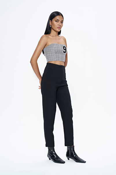 Quzu Pens Detaylı Pantolon Siyah