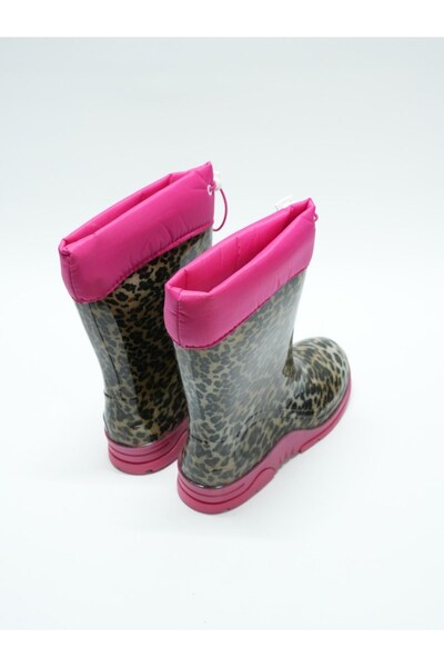 EYMEN SHOES LEOPAR DESENLİ GÜNLÜK YÜKSEK BOĞAZLI KIZ ÇOCUK  YAĞMUR BOT, LEOPAR (LADİK)
