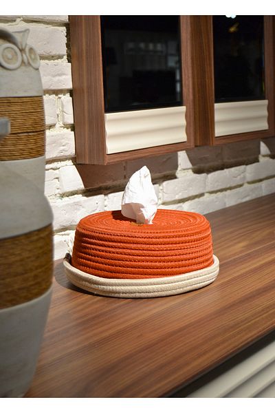 HomeTurko Boho Design - Versatile Jute Round Napkin Holder Wicker Napkin Box, Home Office Item