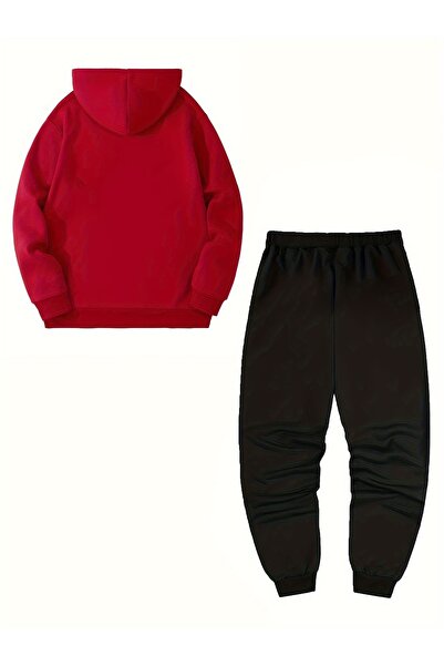 Jakinta Outdoors Pamuk Polyester 2 İplik Şardonlu  Baskılı Kapüşonlu Eşofman Takımı