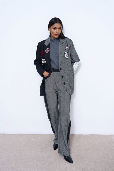 Quzu Black Striped Denim Match Trousers