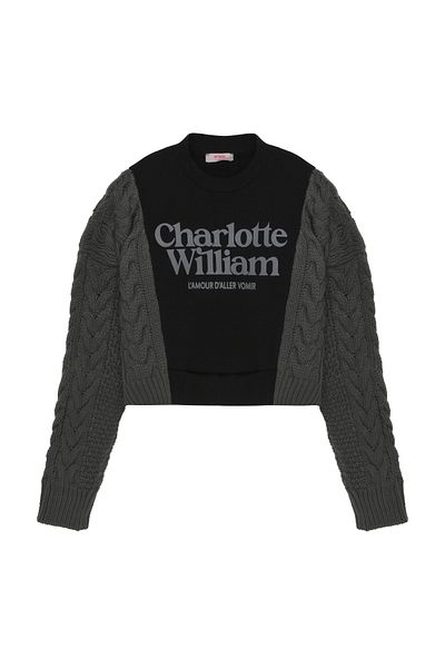 Quzu Knitwear Sleeve Printed Sweatshirt