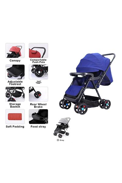 BabyCara Baby Stroller Reversible Handle with a Bag for Babies Accessories 0-3 Years